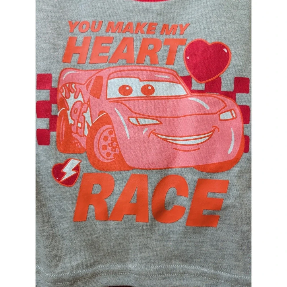 Disney Lightning McQueen You Make My Heart Race 2pc Grey Red Toddler Pajama Set